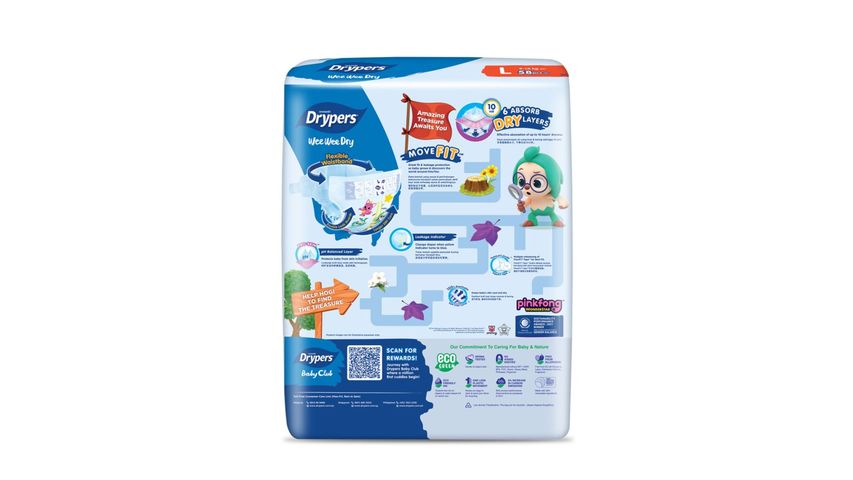 Drypers Wee Wee Dry Diaper Pinkfong L 58pcs delivery near you in ...