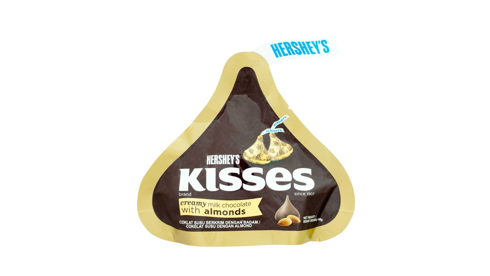 Hershey's Kisses Creamy Milk Chocolate with Almonds Pouch 146g delivery ...