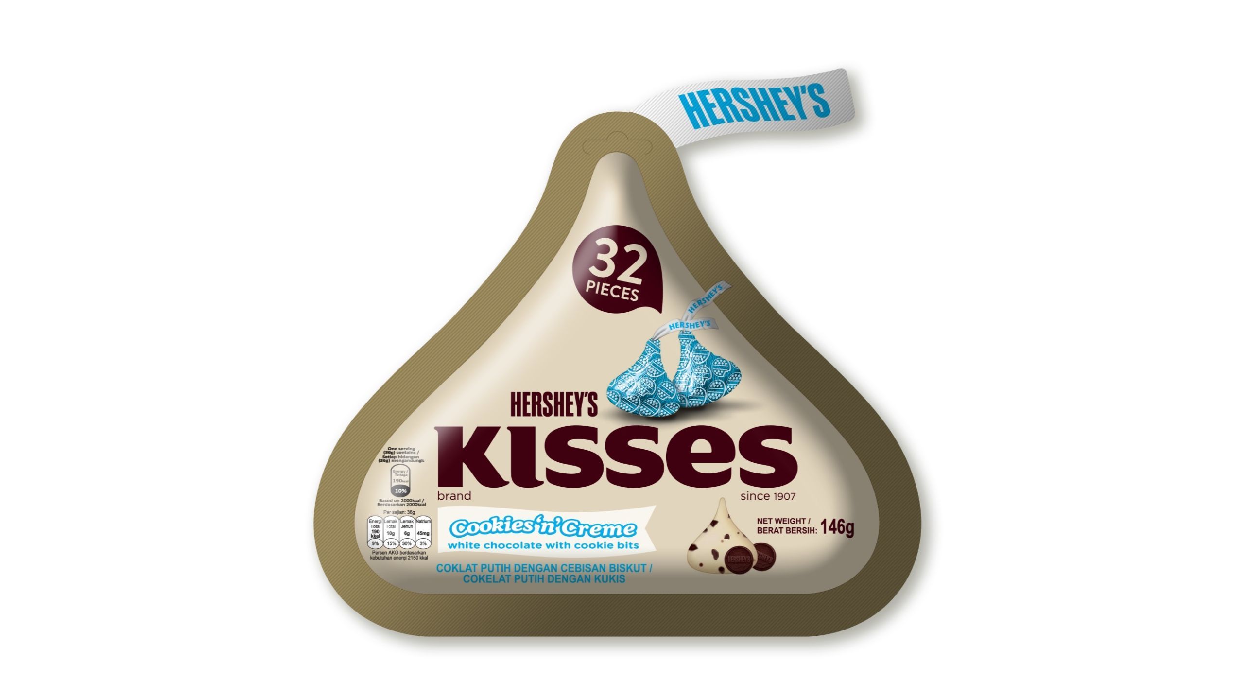 Hershey's Valentine's Day Cookies 'n' Creme Kisses Pouch 82g