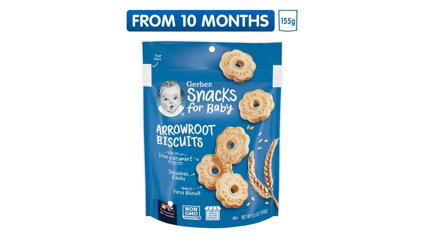 Gerber Arrowroot Biscuits (from 10 Months) 155g delivery near you