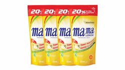Mama Lemon Dishwashing Liquid Refill (Lemon Gold) 4pcs x 600ml