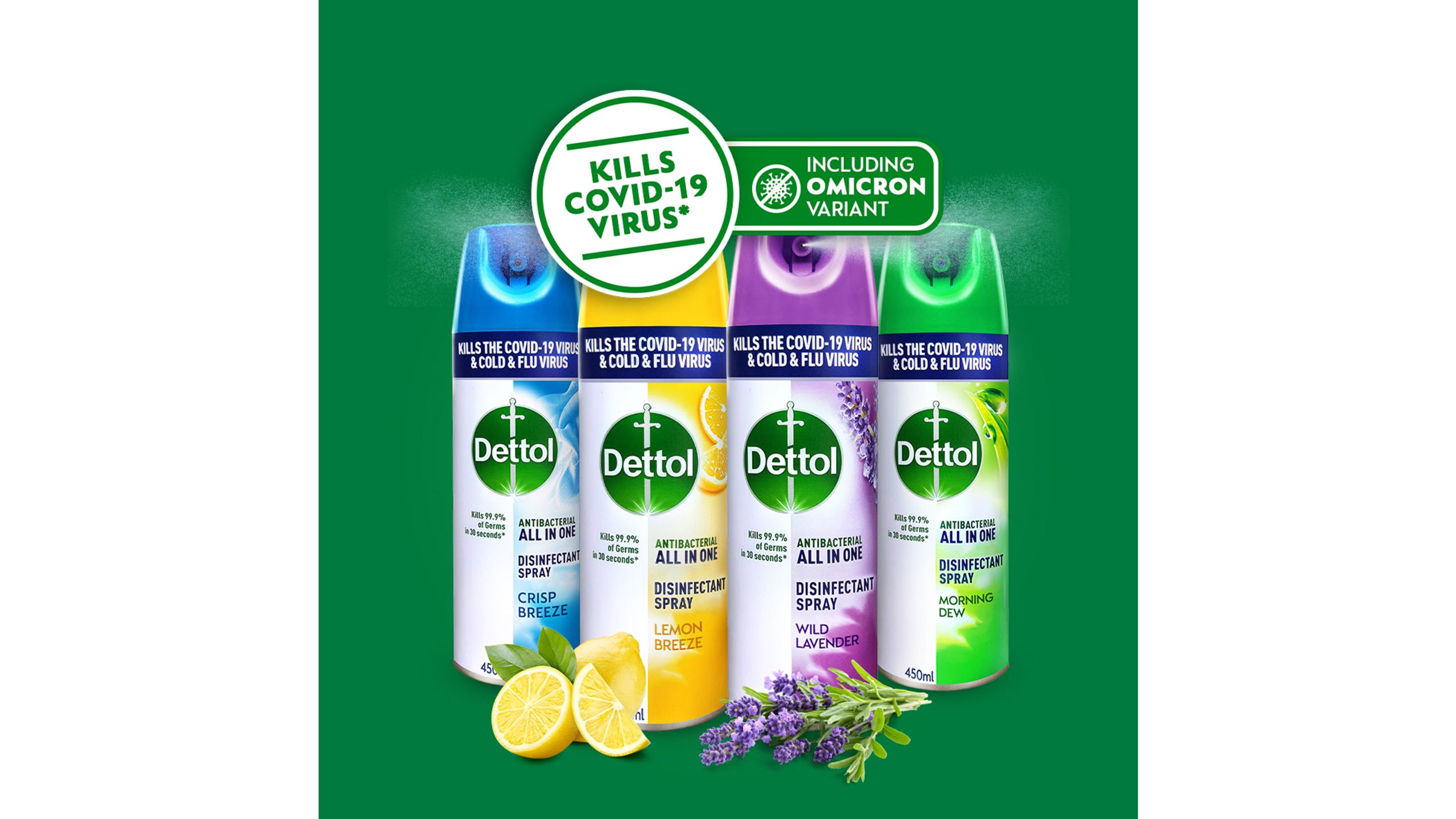 Dettol Disinfectant Spray Lemon Breeze 450ml delivery near you in