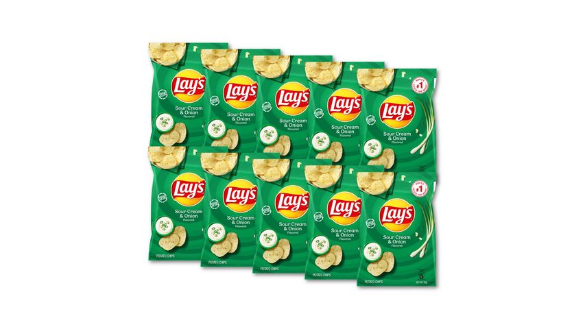Lay's Sour Cream and Onion Potato Chips 50g - Pack of 10