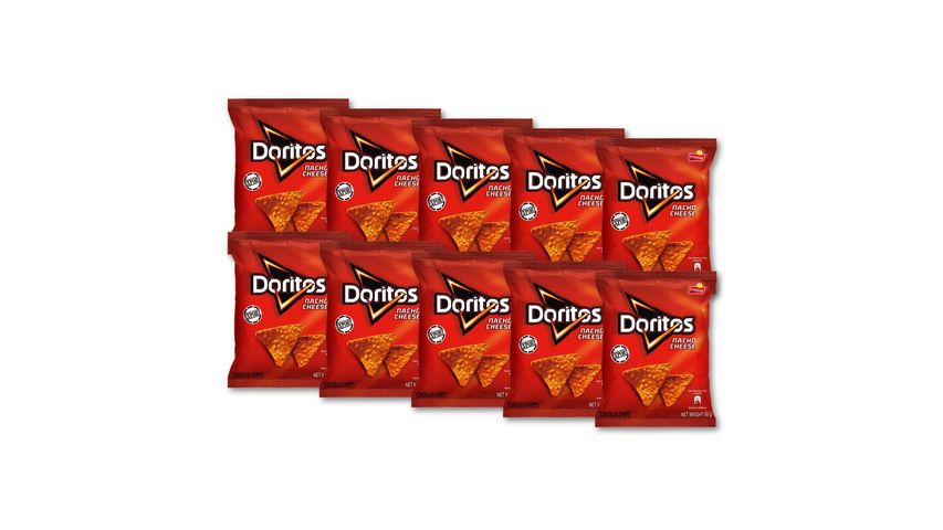 Doritos Nacho Cheese Tortilla Chips 65g - Pack of 10