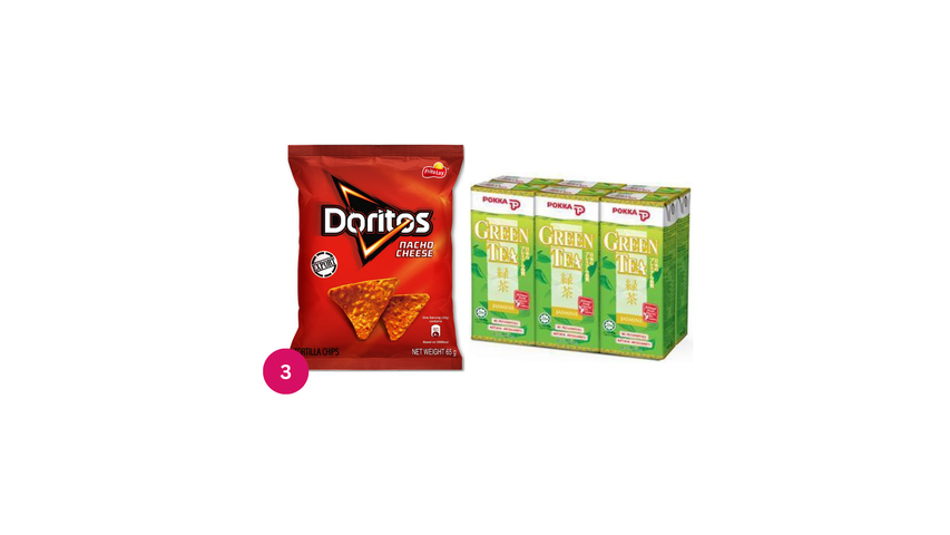 Doritos Nacho 3s x 65g & Pokka Jasmine Green Tea 6s x 250ml