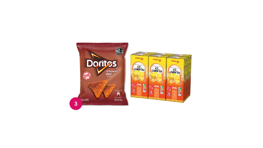 Doritos BBQ 3s x 65g & Pokka Ice Lemon Tea 6s x 250ml