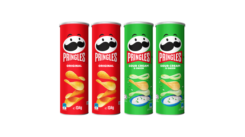 Pringles Variety Pack of 4 - Original & Sour Cream 134g