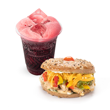 بيقل الدجاج المشوي مع البيستو + ايس كركدية