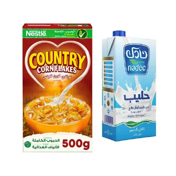 Country Corn Flakes 500G + Nadec Full Fat Uht Milk 1 L