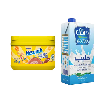 Nestle Nesquik Chocolate Drink 300G + Nadec Full Fat Uht Milk 1 L