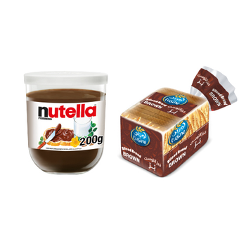 Nutella Hazelnut Chocolate Breakfast Spread, Jar, 200 g + Lusine Bread Sliced Brown 275 G