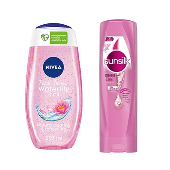 Nivea Shower Gel 250 ml + Sunsilk Strength & Shine Shampoo 400 ml