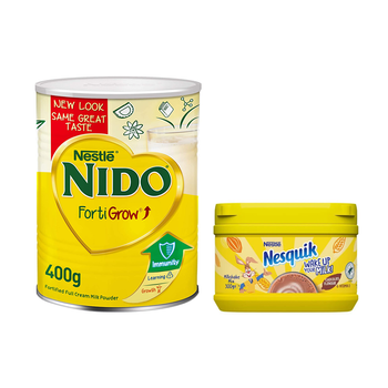 Nestle Nesquik Chocolate Drink 300g + Nestle Nido Fortified Milk Powder Rich in Fiber 400g