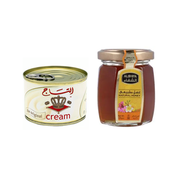 Alshifa Natural Honey 125G + Al Taj Cream Original 155g