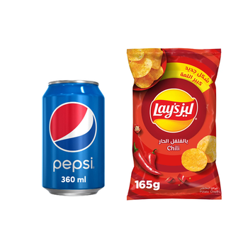 Pepsi Soft Drink Can Soft Drink 360 ml + Lays Chips Chilli 155 G