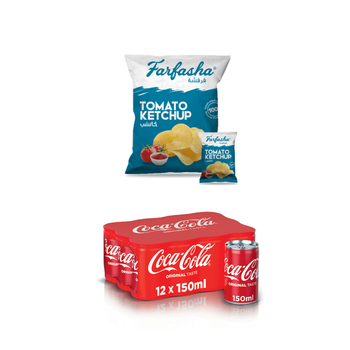 Coca-Cola Regular Can 12 x 150 ml + Farfasha Potato Chips Ketchup 21*12 G 