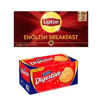Lipton English Breakfast 25 Tea Bags + Mcvities Digestive Original 250 g