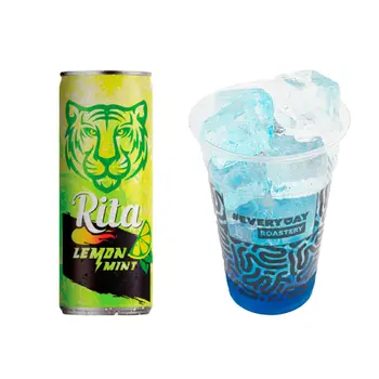 Rita Lemon Mint Slim Sparkling Can 240ml + Ice Cup with Blue Ocean flavor 470 ML