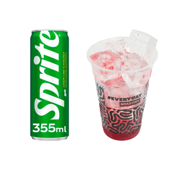 Sprite Soft Drink Can 355 ml + Ice Cup with Strawberry flavor 470 ML