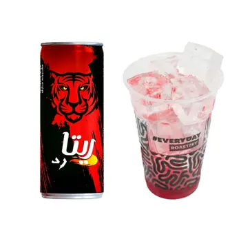 Rita Red Soft Drink Can 240ml + Ice Cup with Strawberry flavor 470 ML