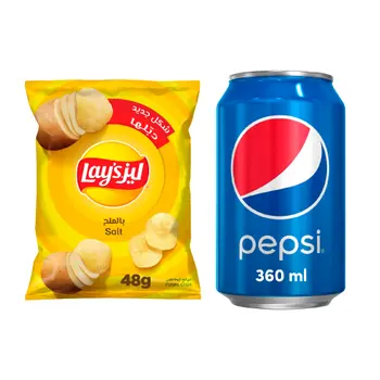 Pepsi Soft Drink Can 360 ml + Lays Chips Salted 45 g