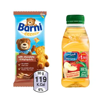 Almarai Apple Juice 200Ml + Barni With Chocolate Cake 30g