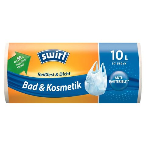 Swirl Garbage bags with handles, Antibacterial 10l | 37 pcs