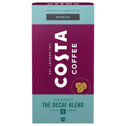 Costa Coffee Decaf Blend Mild & Decaf Espresso Decaffeinated Ground Roasted Coffee |  10 pcs 57 g