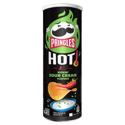 Pringles Hot Kickin' Sour Cream Flavour Savoury Snack 160 g