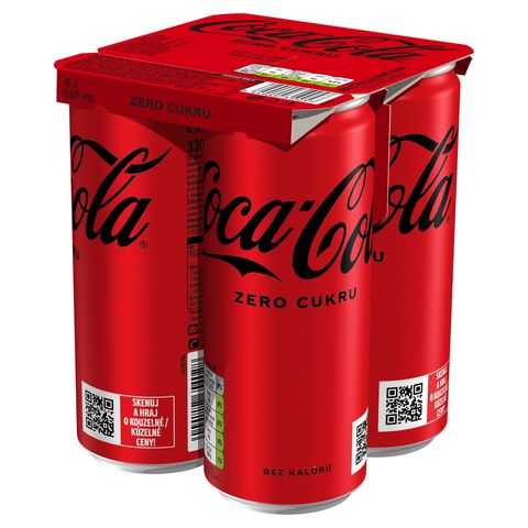 Coca-Cola Zero Cola-Flavoured Energy-Free Carbonated Soft Drink with Sweeteners 4 x 330 ml