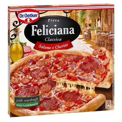 Dr. Oetker Feliciana Classica gyorsfagyasztott pizza szalámival és chorizo szalámival 320 g