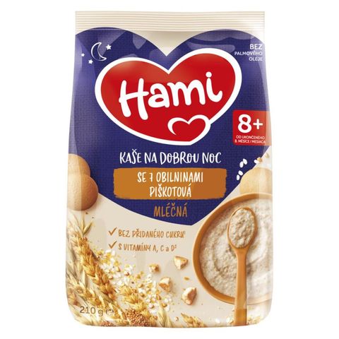 HAMI milk porridge with 7 cereals sponge cake for bedtime, 8+ | 9 x 210 g