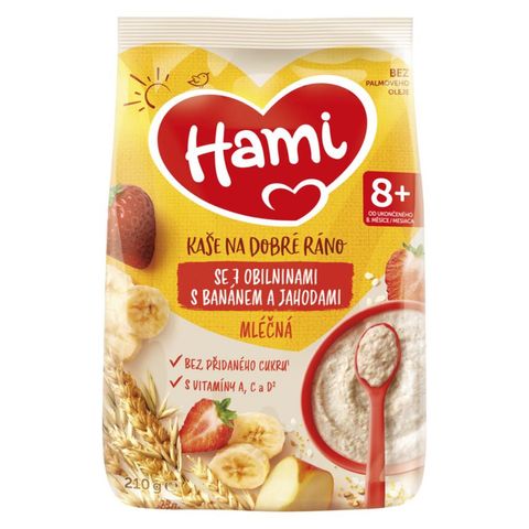 Hami Milk Porridge with 7 Cereals with Banana and Strawberries | 9 x 210 g