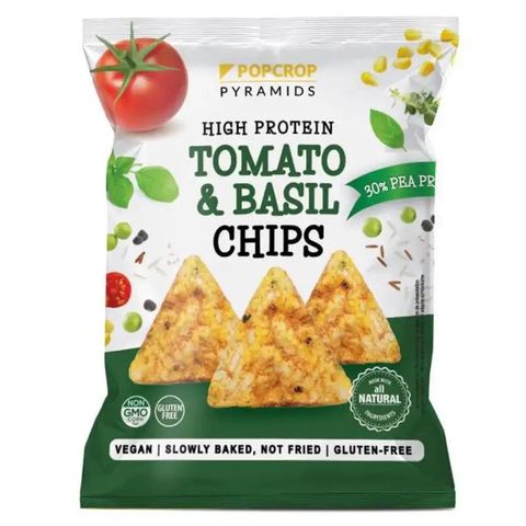 Popcrop High Protein Chipsy Rajče a bazalka vegan | 60 g