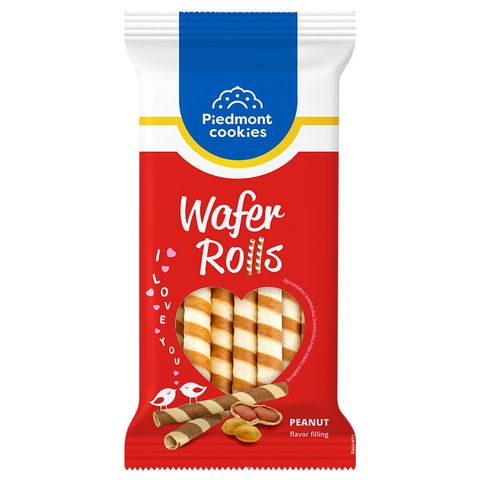 Piedmont Cookies Wafer rolls with peanut filling | 160 g