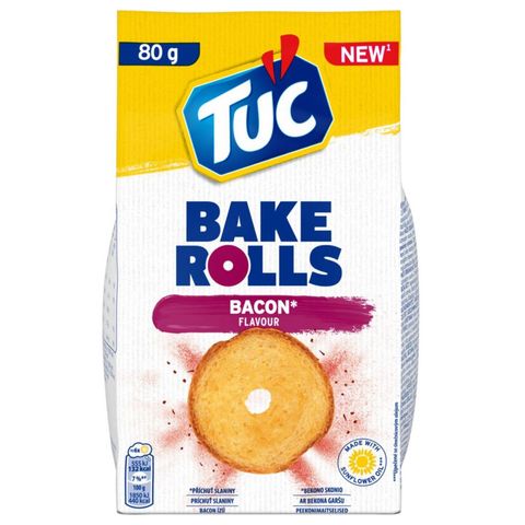 Tuc Bacon Flavour Bake Rolls 80 g