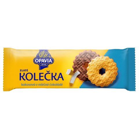 Opavia Zlaté Kolečka Coconut Biscuits half coated | 146 g