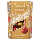 Lindt Lindor tejcsokoládé, fehércsokoládé és extra étcsokoládé pralinék töltelékkel 200 g