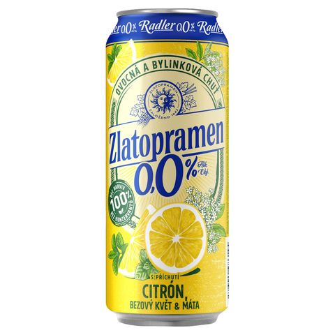 Zlatopramen Nealko radler 0.0% citrón, bezový květ & máta | 500 ml