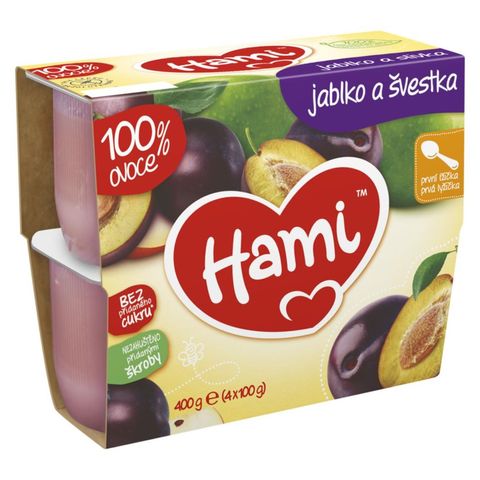 Hami 100% ovoce švestka a jablko, první lžička | 6 x 400 g