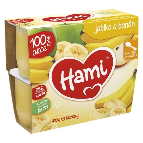 HAMI 100% ovoce jablko a banán, první lžička | 6 x 400 g