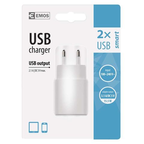 Emos USB Wall Charger Universal 3,1A (15W) | 1 piece