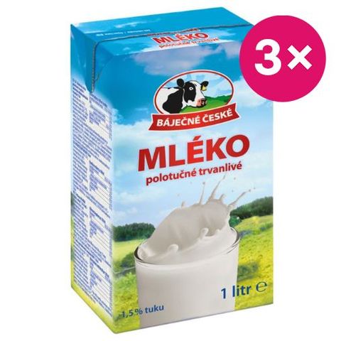 Báječné České Mléko 1.5% | 3 x 1 l