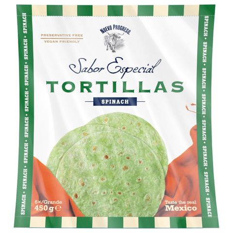 Nuevo Progreso Tortilla Spinach Large 25cm 6 pieces | 450 g