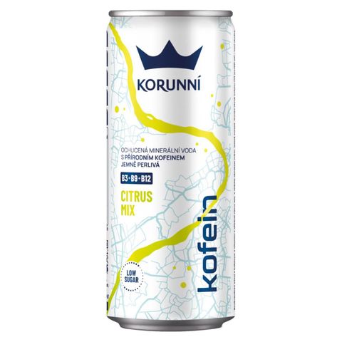 Korunní minerální voda citrus mix s kofeinem jemně perlivá | x 330 ml