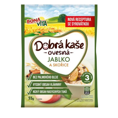 BonaVita Dobrá kaše ovesná jablko a skořice | 55 g