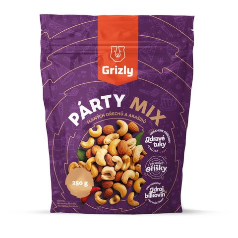 GRIZLY Párty mix slaných ořechů a arašídů | 250 g