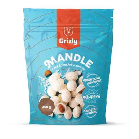 GRIZLY White Chocolate Covered Almonds with Coconut | 250 g