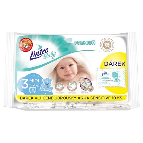 Linteo Baby diapers Premium MIDI 5pcs with wet napkins 10pcs | 5 pcs