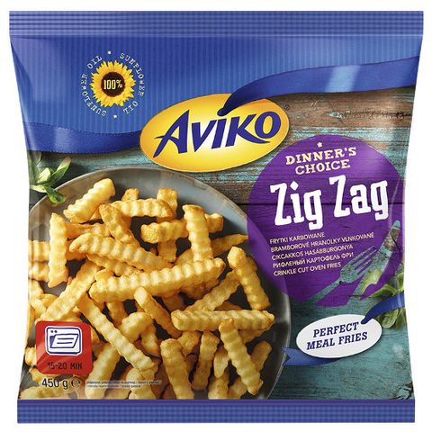 Aviko Zig Zag Pre-Fried and Quick-Frozen Crinkle Cut Oven Fries 450 g